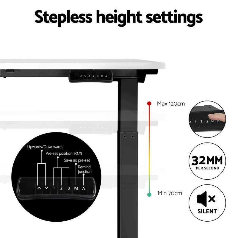 Motorised Standing Desk – Dual Motor, White 140cm