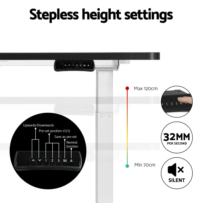 Motorised Standing Desk – Dual Motor, Classic Black 120cm