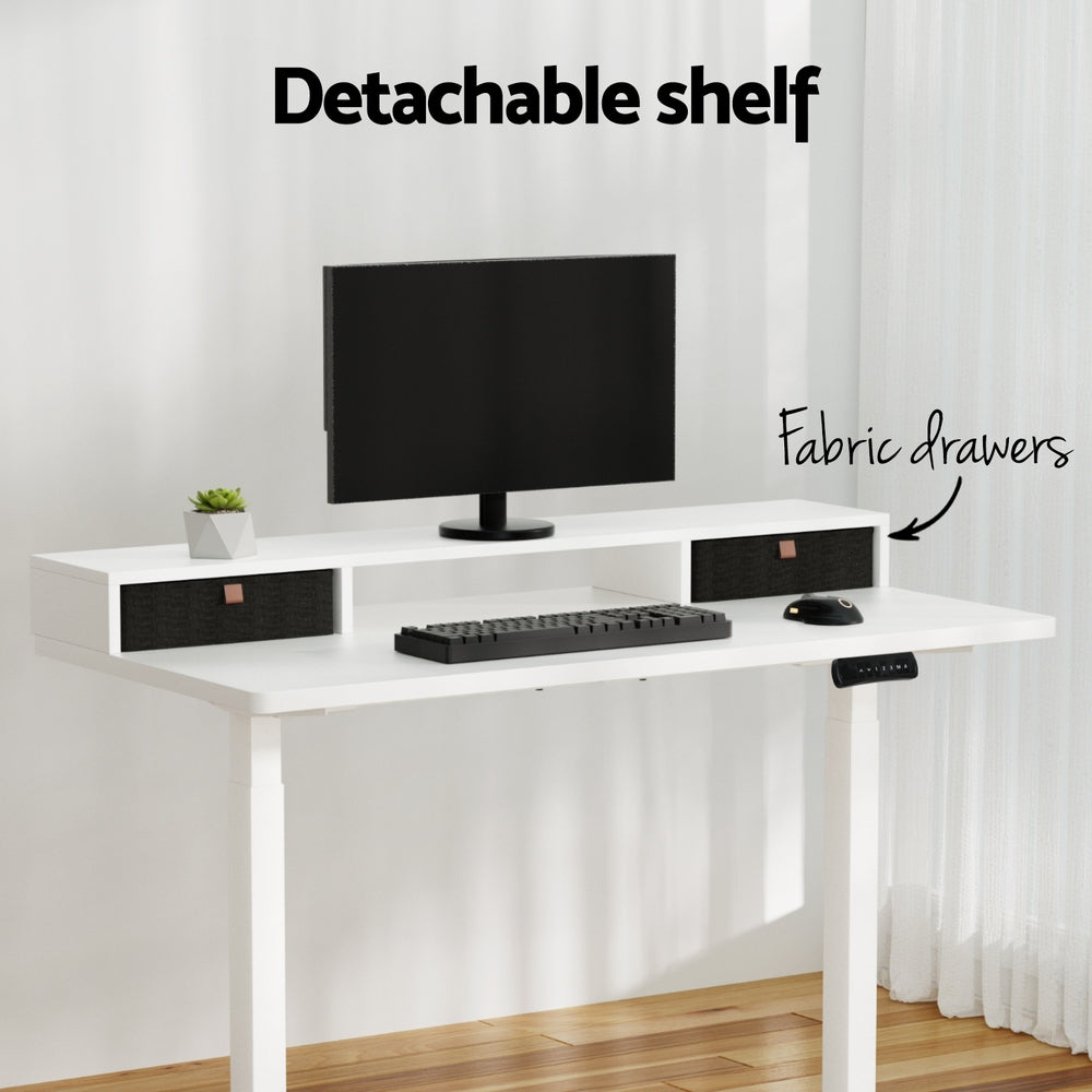 Serano Electric Sit Stand Desk with Shelf – White – 120 cm
