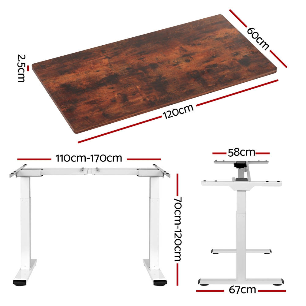 Valderon Electric Sit Stand Desk – Brown / Wood – 120 cm