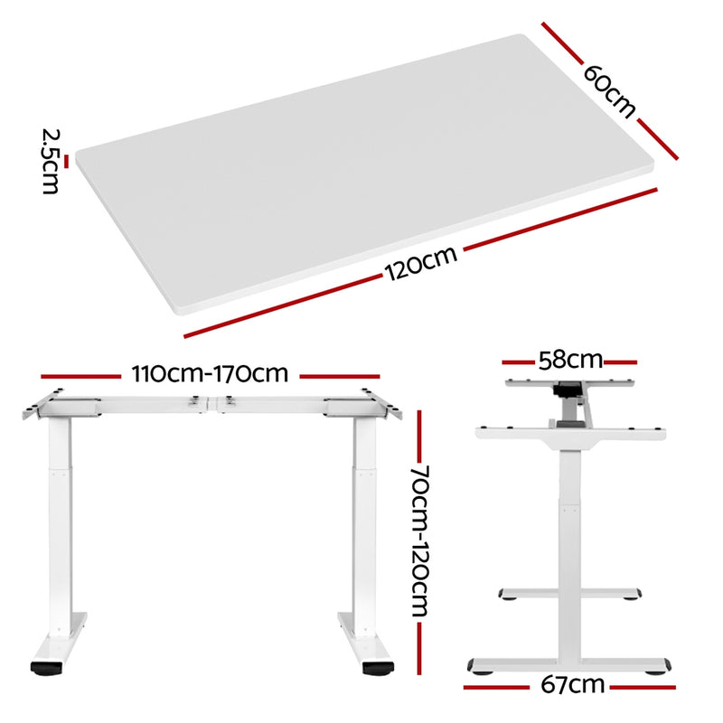 Motorised Standing Desk – Dual Motor, Classic White 120cm