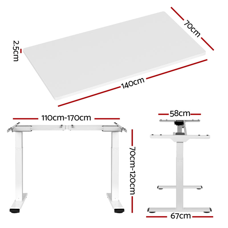Motorised Standing Desk – Dual Motor, White Finish 140cm