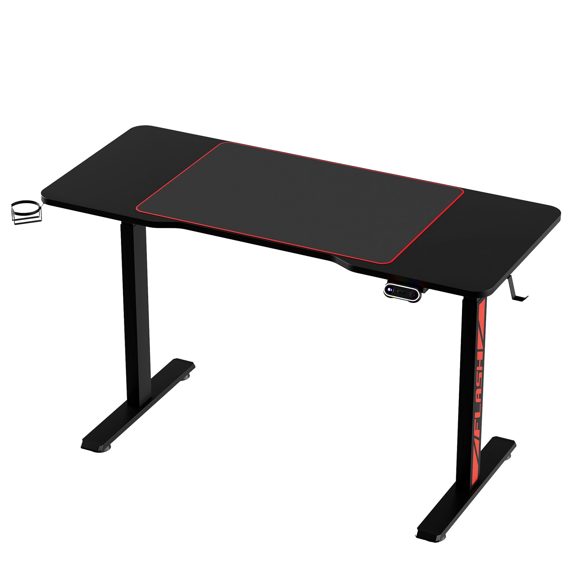 Electric Gaming Desk RGB Sit Stand Height Adjustable Table Black