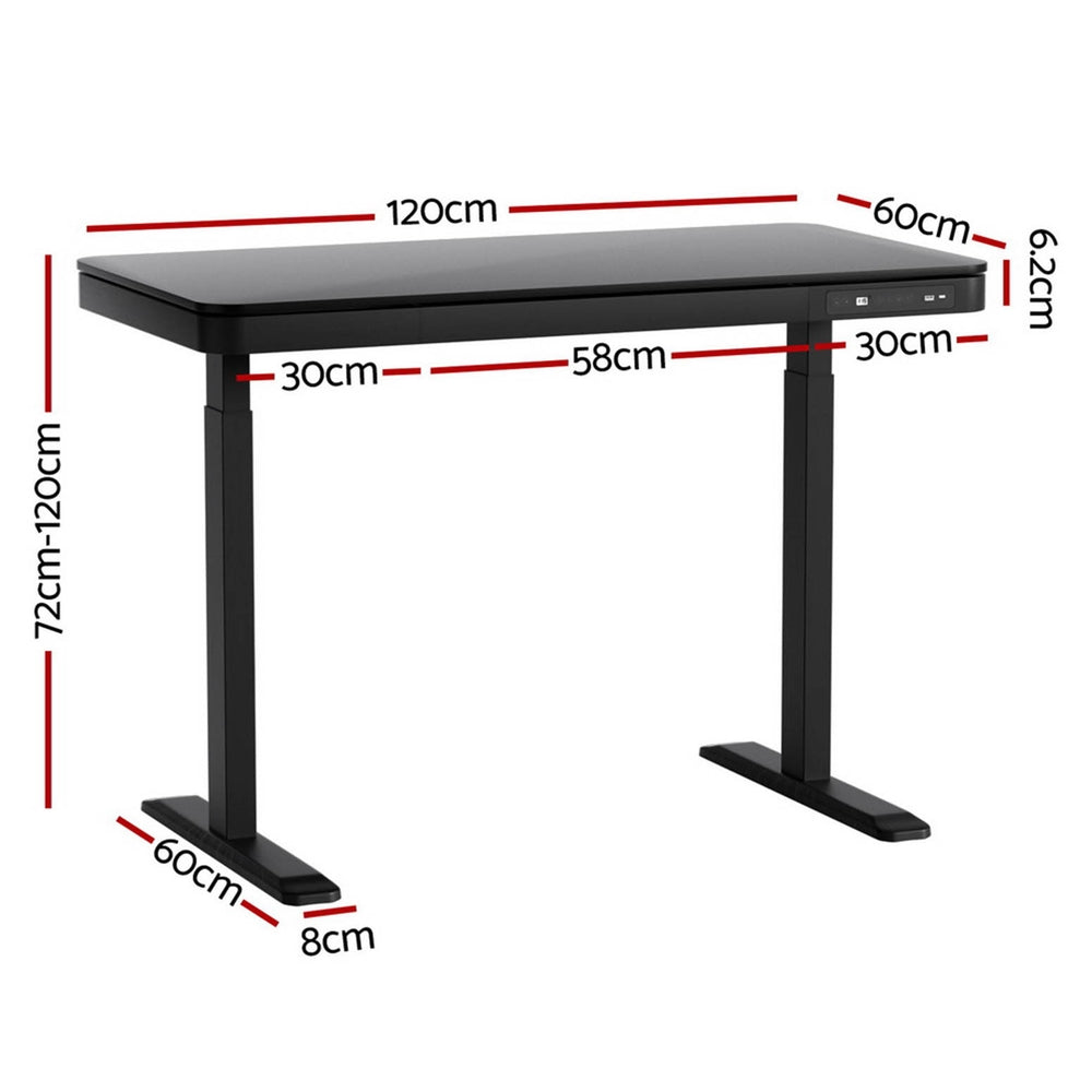 Halston Electric Sit Stand Desk – Black – 120 cm