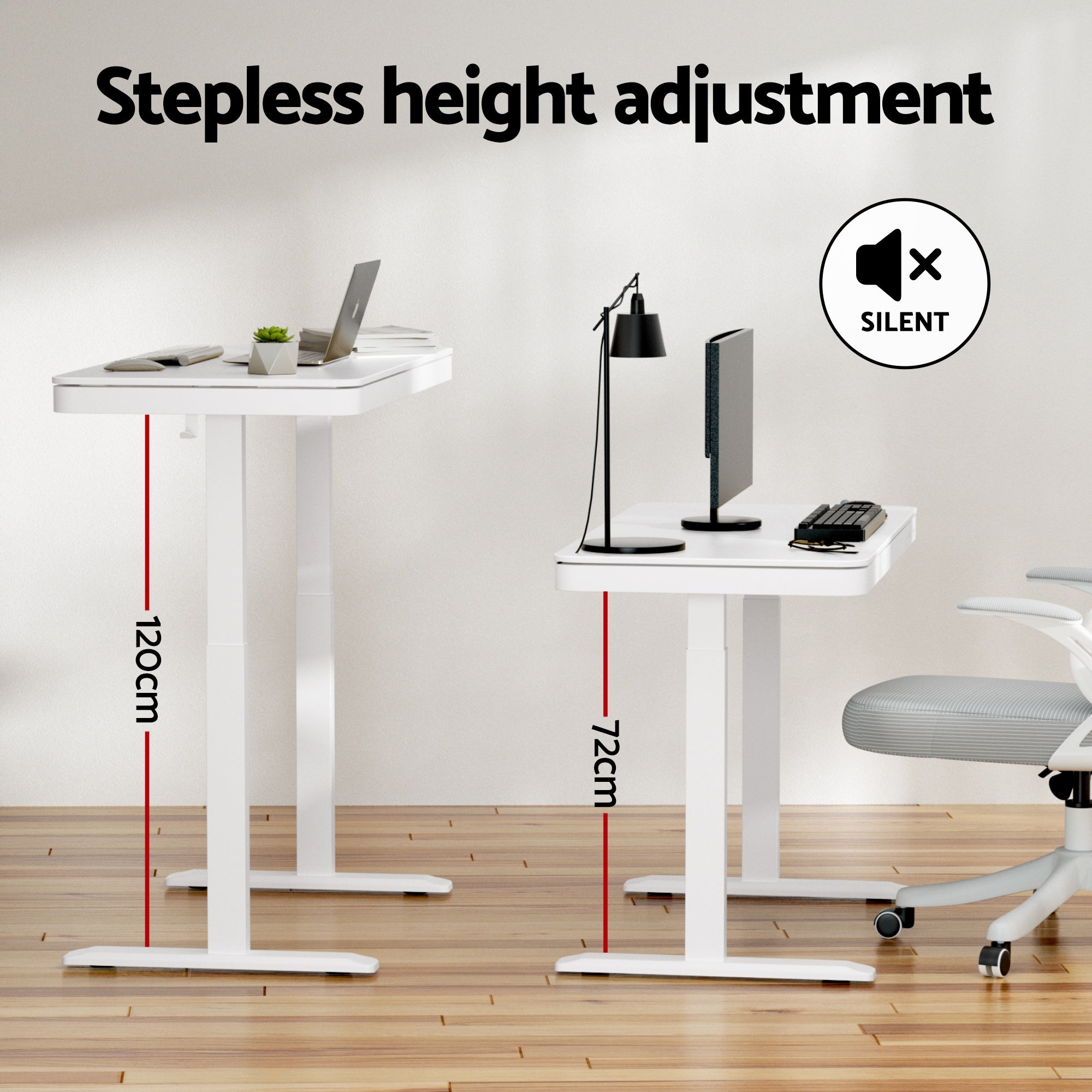 Elevate Electric Sit Stand Desk with Drawer – White – 120cm