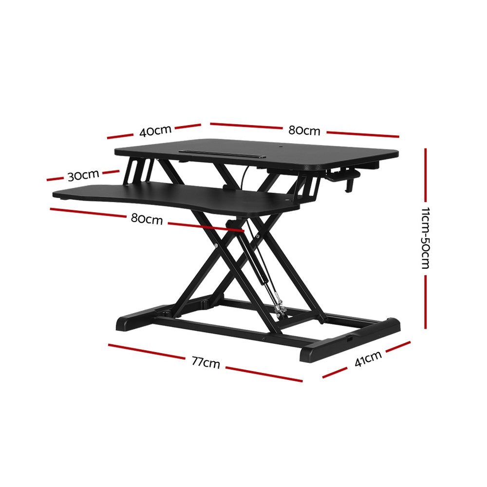 Halston Height Adjustable Desk Riser – Black – 80 cm