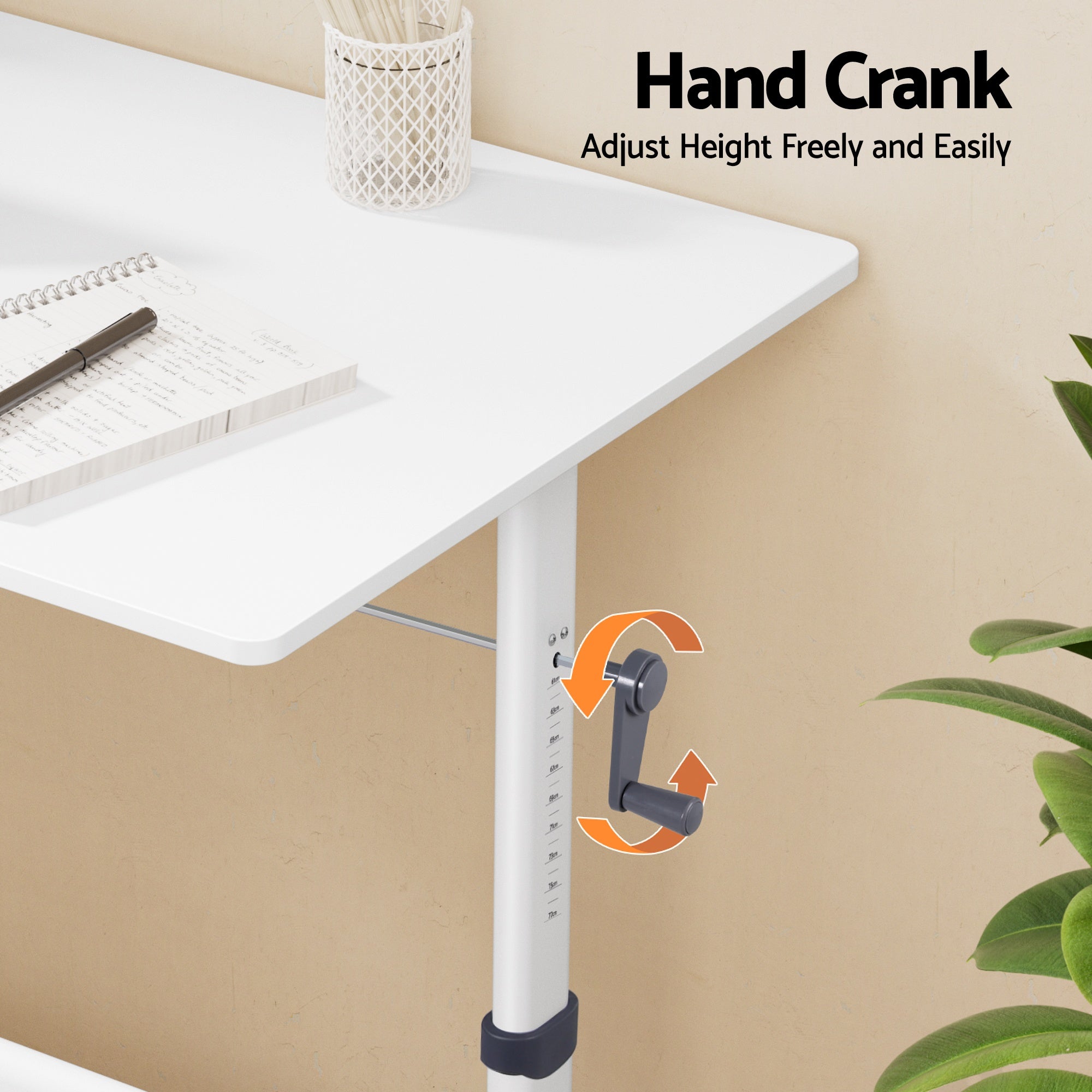 Scholar Manual Height Adjustable Desk – White – 100cm