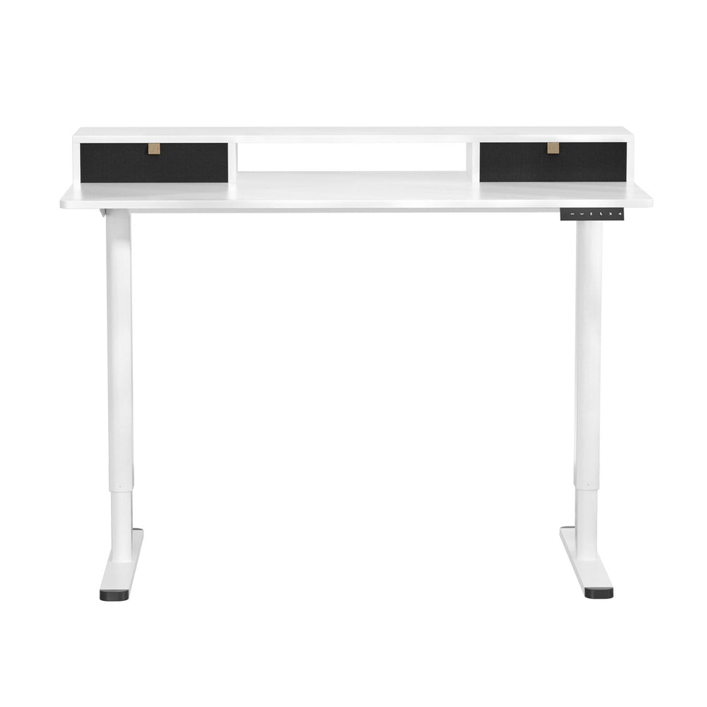 Vertex Electric Standing Desk with Shelf – White – 120 cm