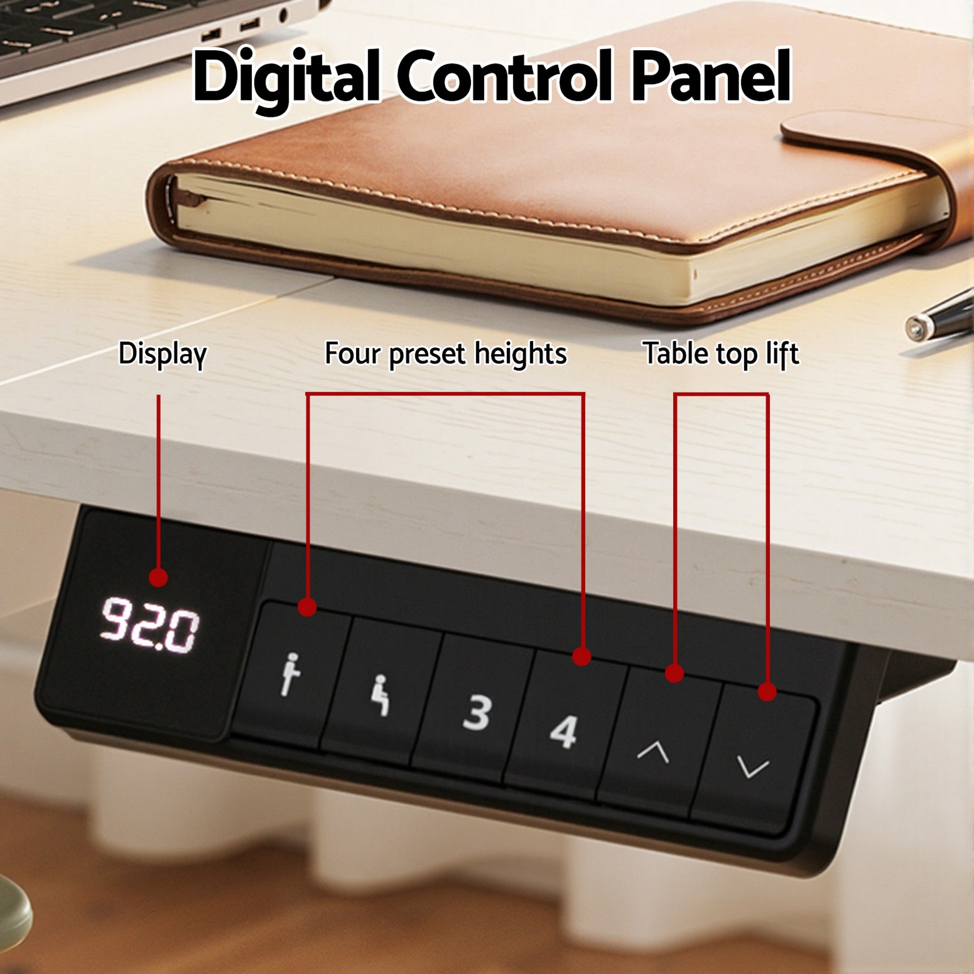 Alderon Electric Sit Stand Desk – White – 140cm