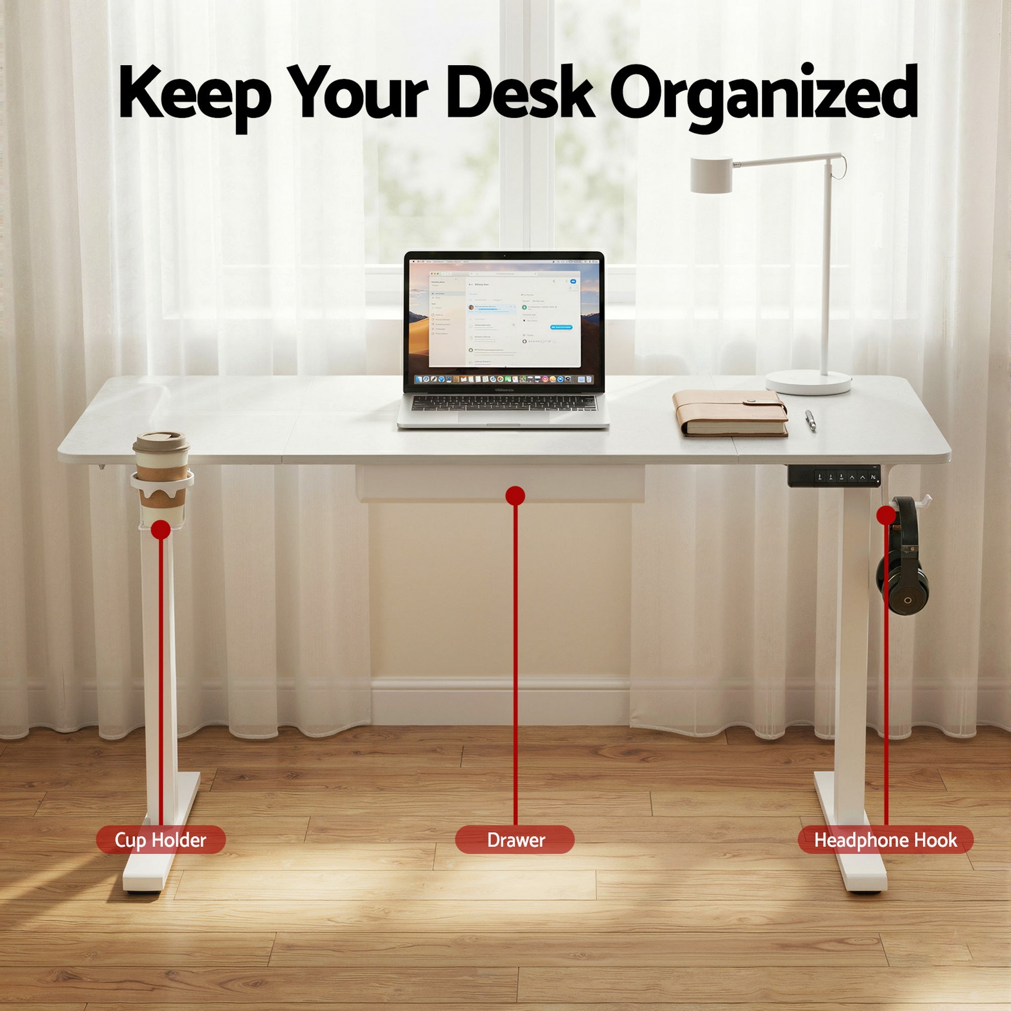 Alderon Electric Sit Stand Desk – White – 140cm