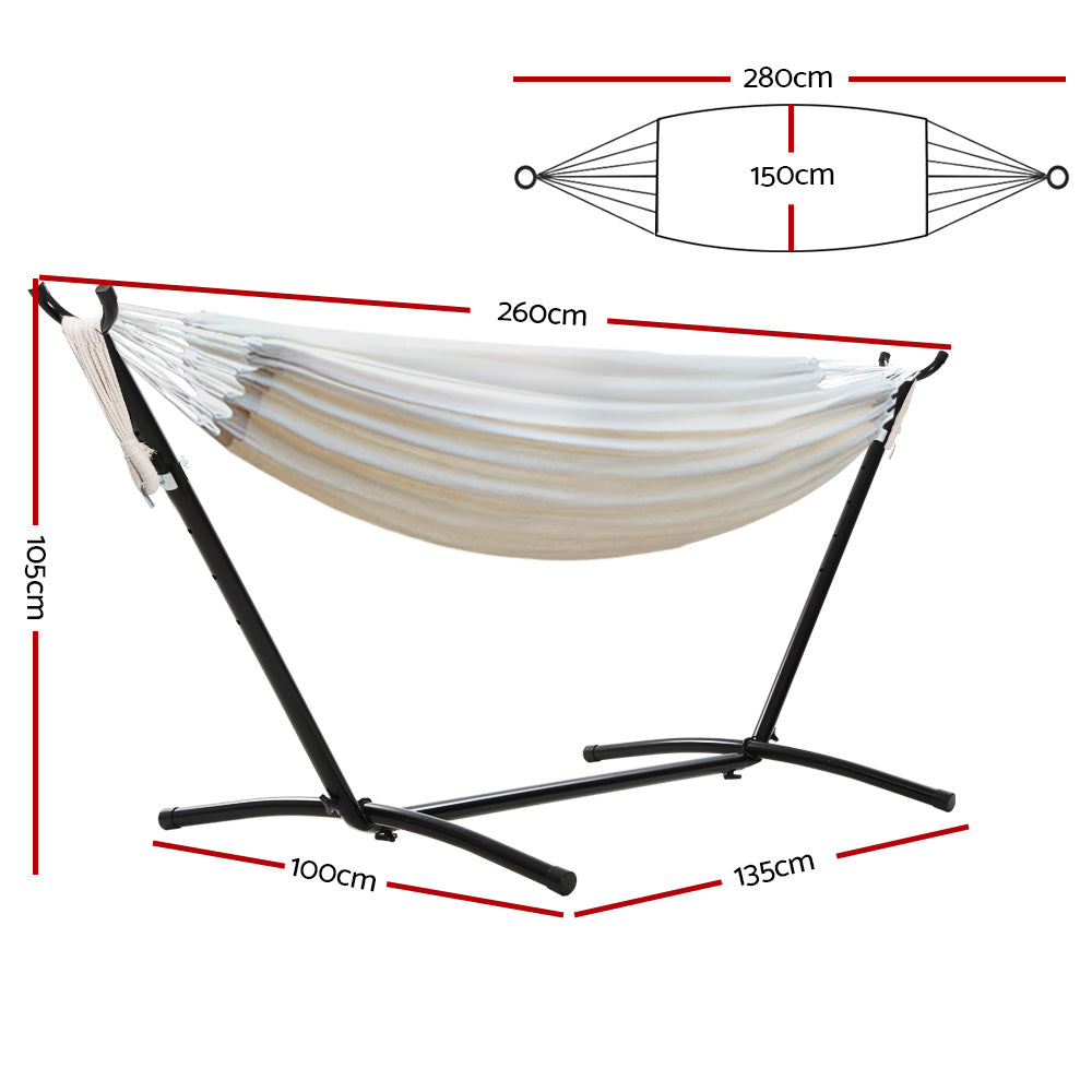 Bayou Cotton Hammock with Stand – Cream – Single