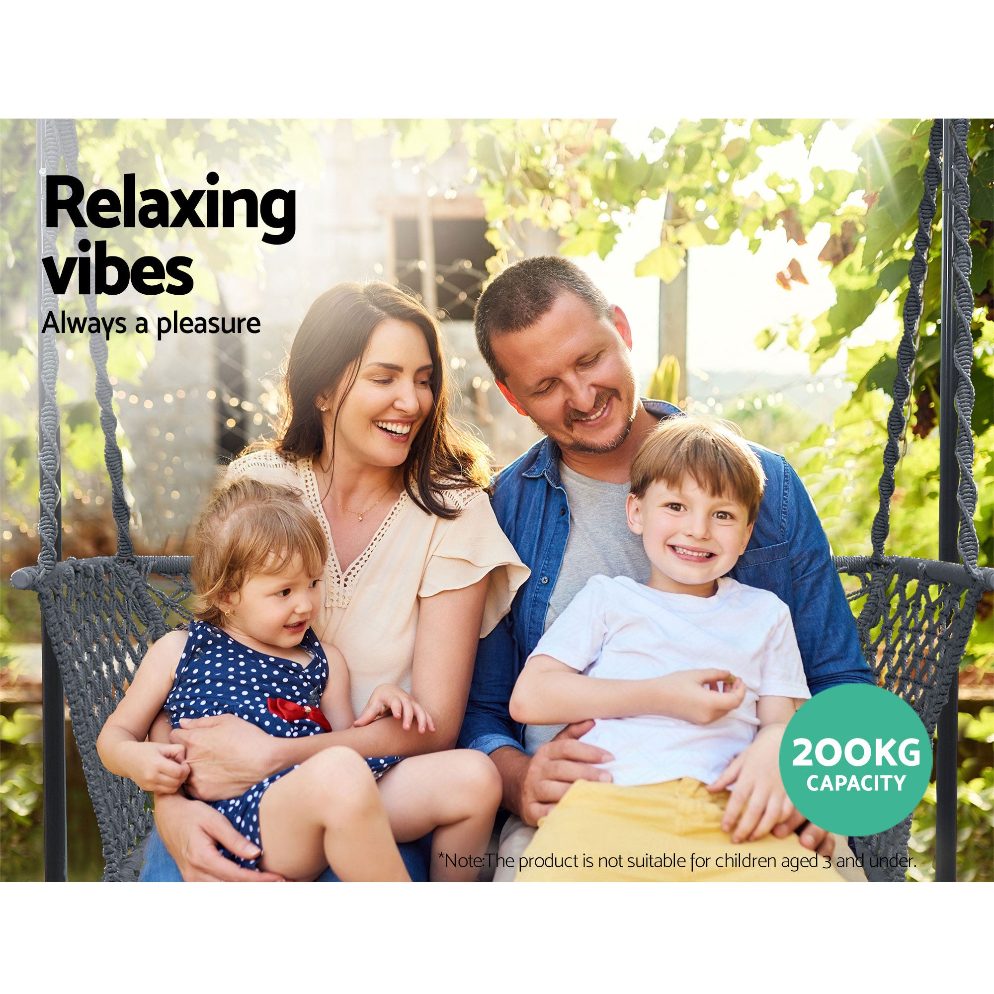 Serano Hammock Chair with Stand – Grey – 2 Seater