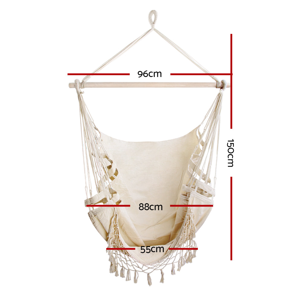 Crestwood Hanging Hammock Chair – Cream – Large