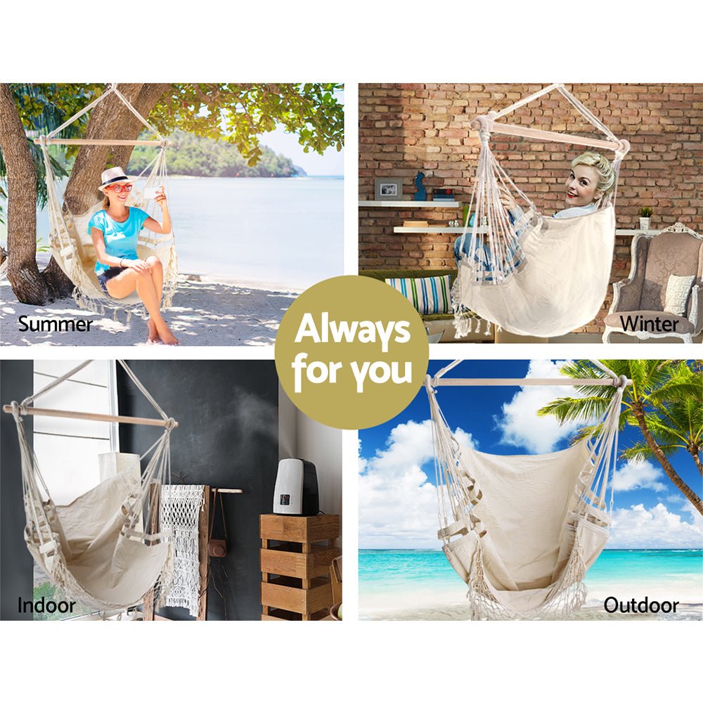 Crestwood Hanging Hammock Chair – Cream – Large