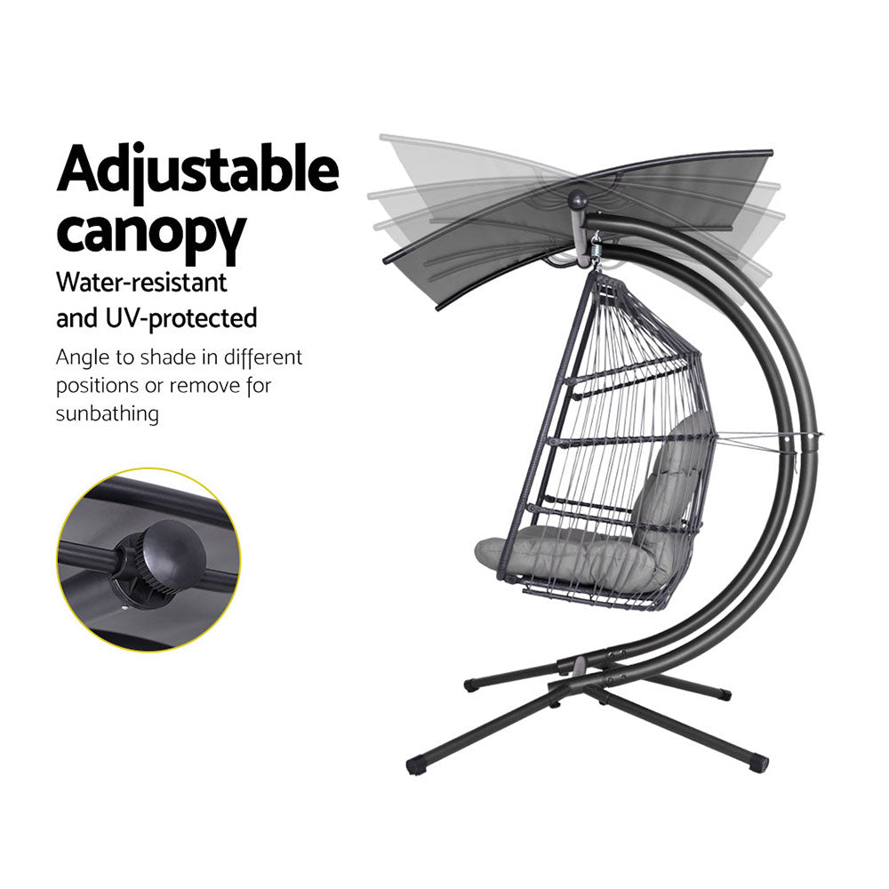 Cascara Hanging Egg Chair with Stand – Grey – 2 Seater