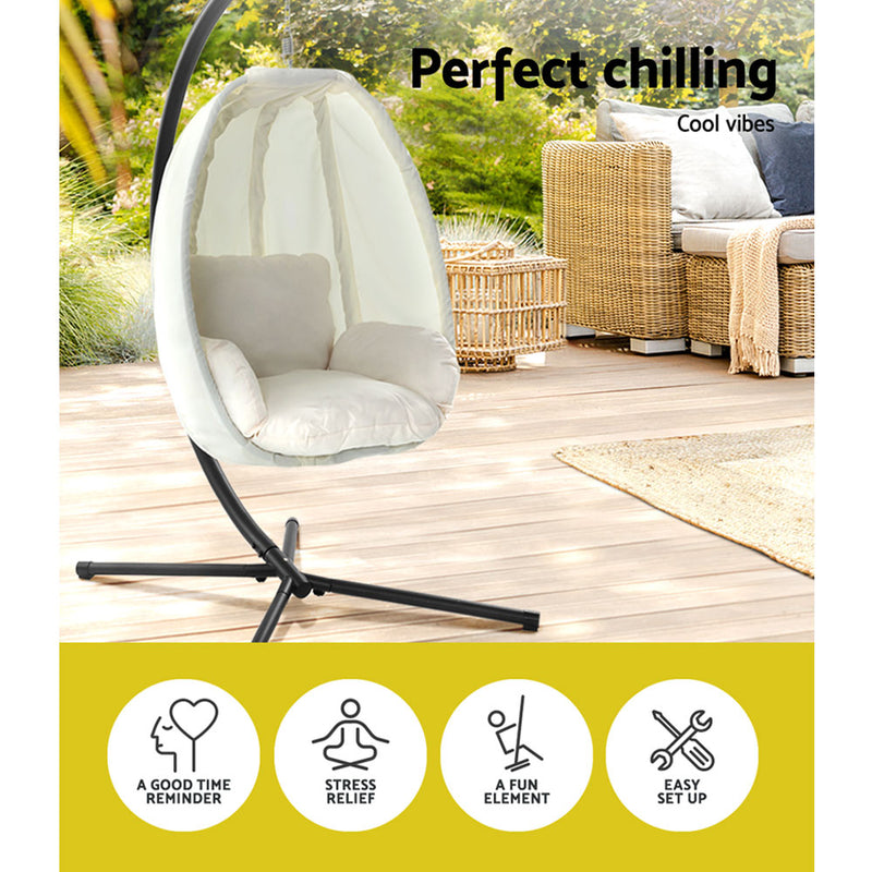 Outdoor Egg Canopy Swing Chair - Cream