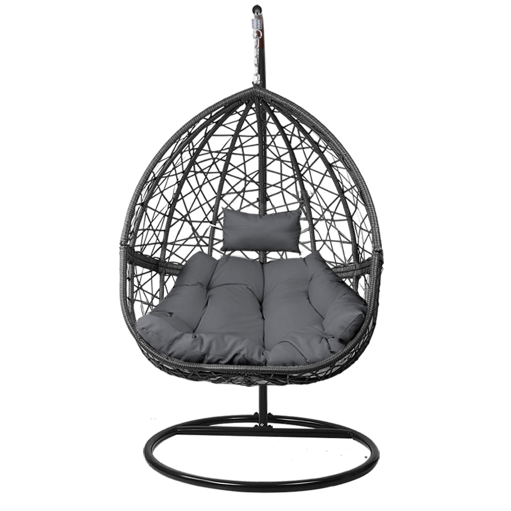 Havana Wicker Egg Swing Chair – Grey – With Stand