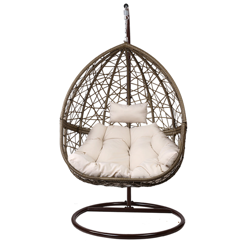 Havana Wicker Egg Swing Chair – Latte – With Stand