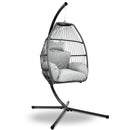 Gardeon Outdoor Egg Swing Chair Wicker Rope Furniture Pod Stand Cushion Grey