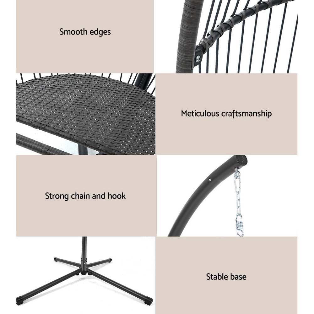 Nexara Outdoor Egg Swing Chair – Grey – Wicker