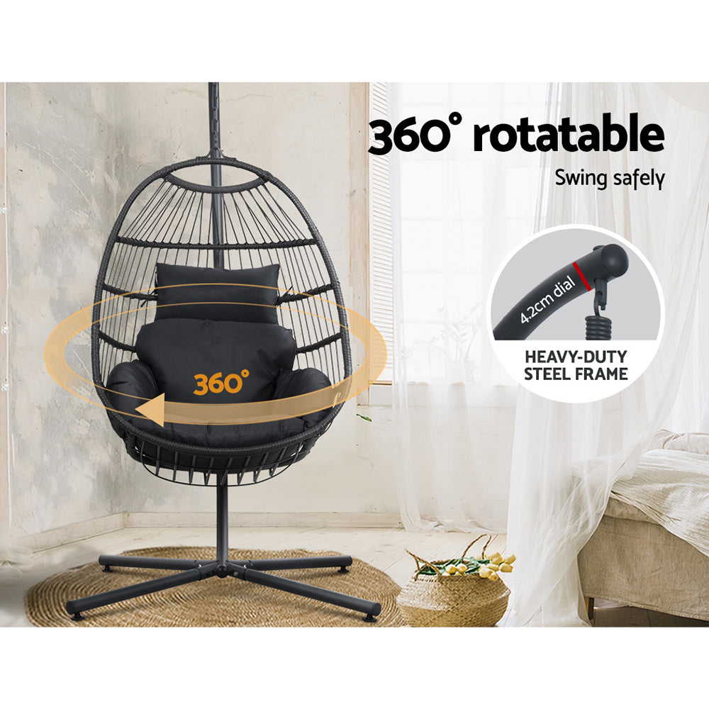 Vesper Egg Swing Chair with Stand – Grey – Single