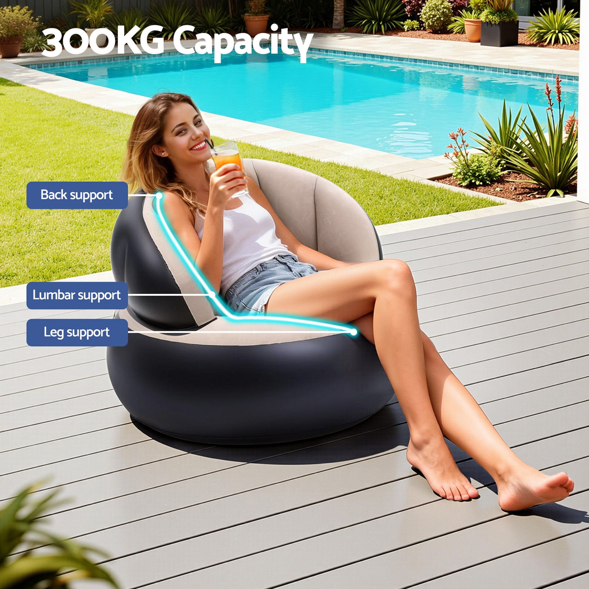 Orbit Inflatable Round Chair – Brown – Single