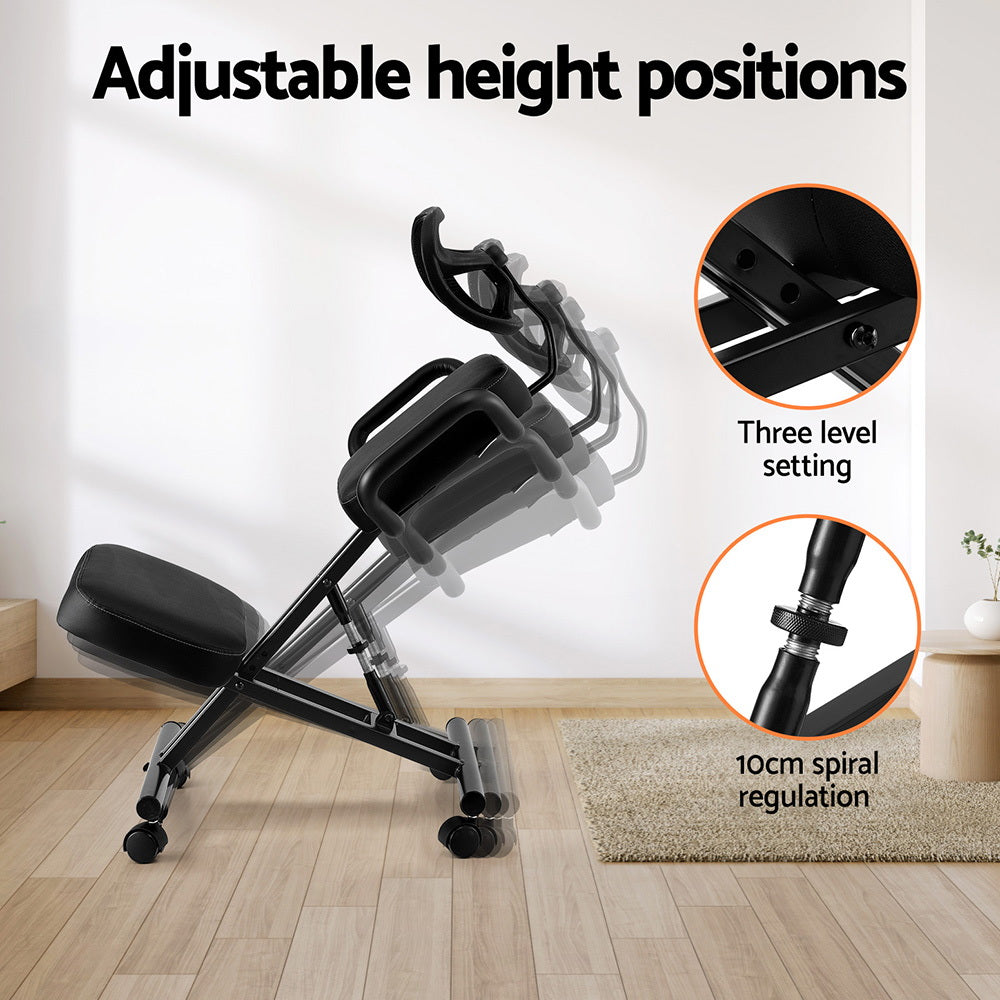 Postura Ergonomic Kneeling Chair – Black – Back Support