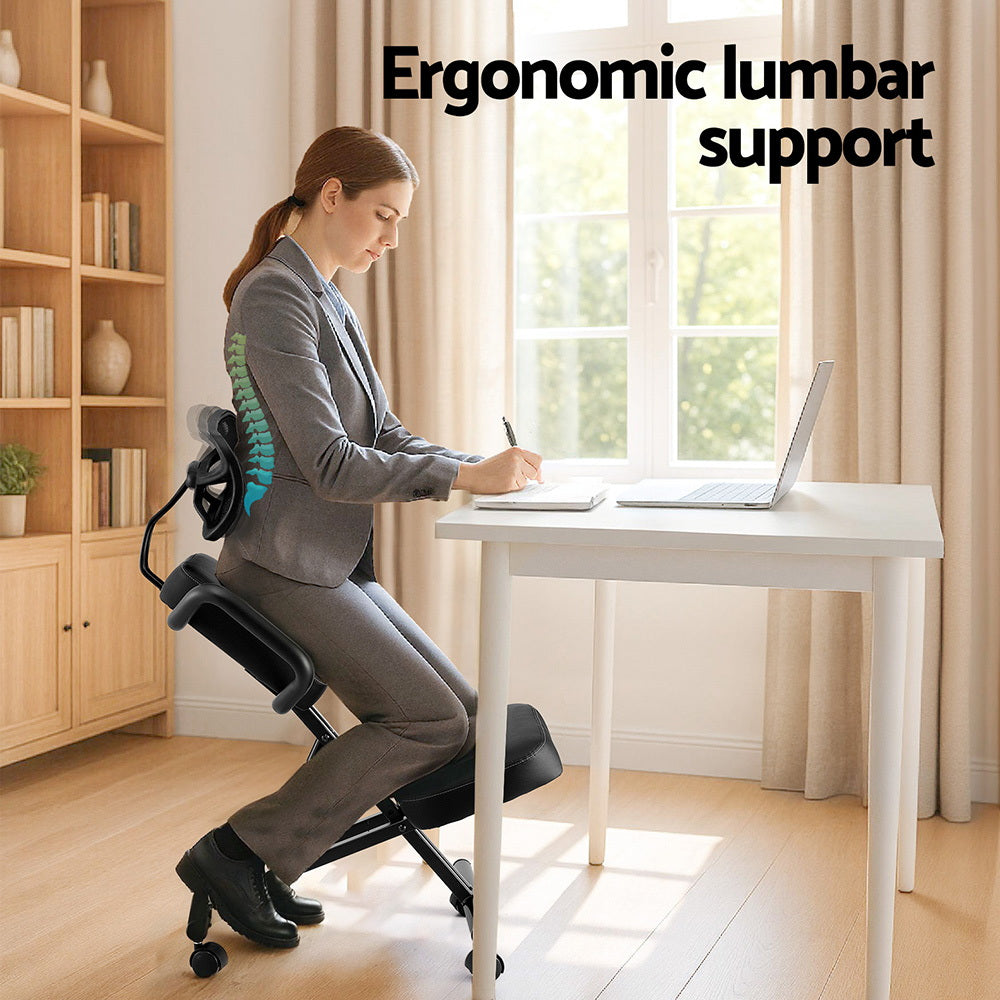 Postura Ergonomic Kneeling Chair – Black – Back Support