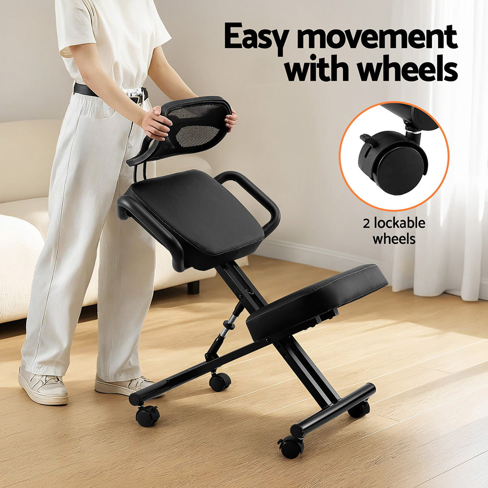 Postura Ergonomic Kneeling Chair – Black – Back Support
