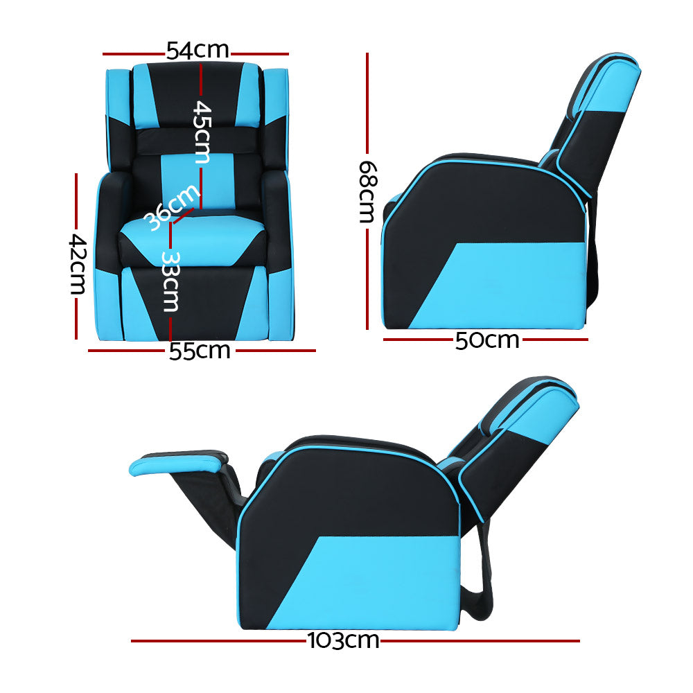Kairo Kids Recliner Chair – Black & Blue – Single Seater