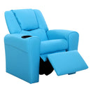 Kids Leather Recliner Chair - Blue