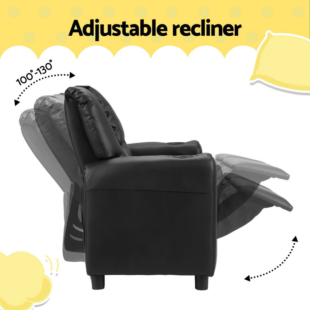 Kairo Kids Recliner Sofa – Black – Double Seater