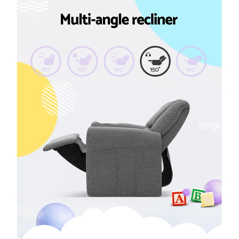 Kids Soft Recliner Chair - Grey