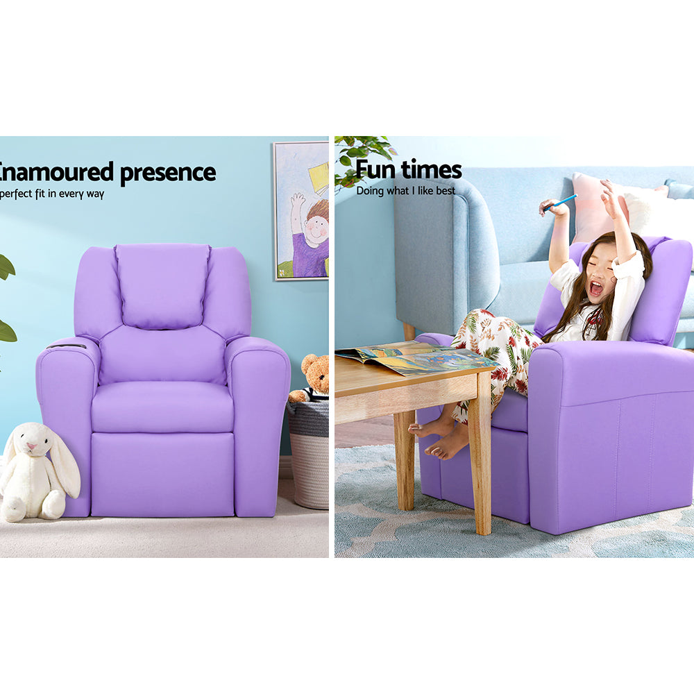 Nolan Kids Recliner Chair – Purple – Single