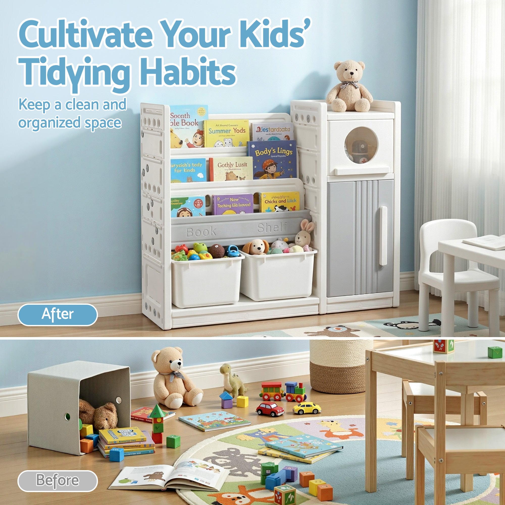 Darren Kids Bookshelf & Toy Storage Organizer – Multi – 3 Tier