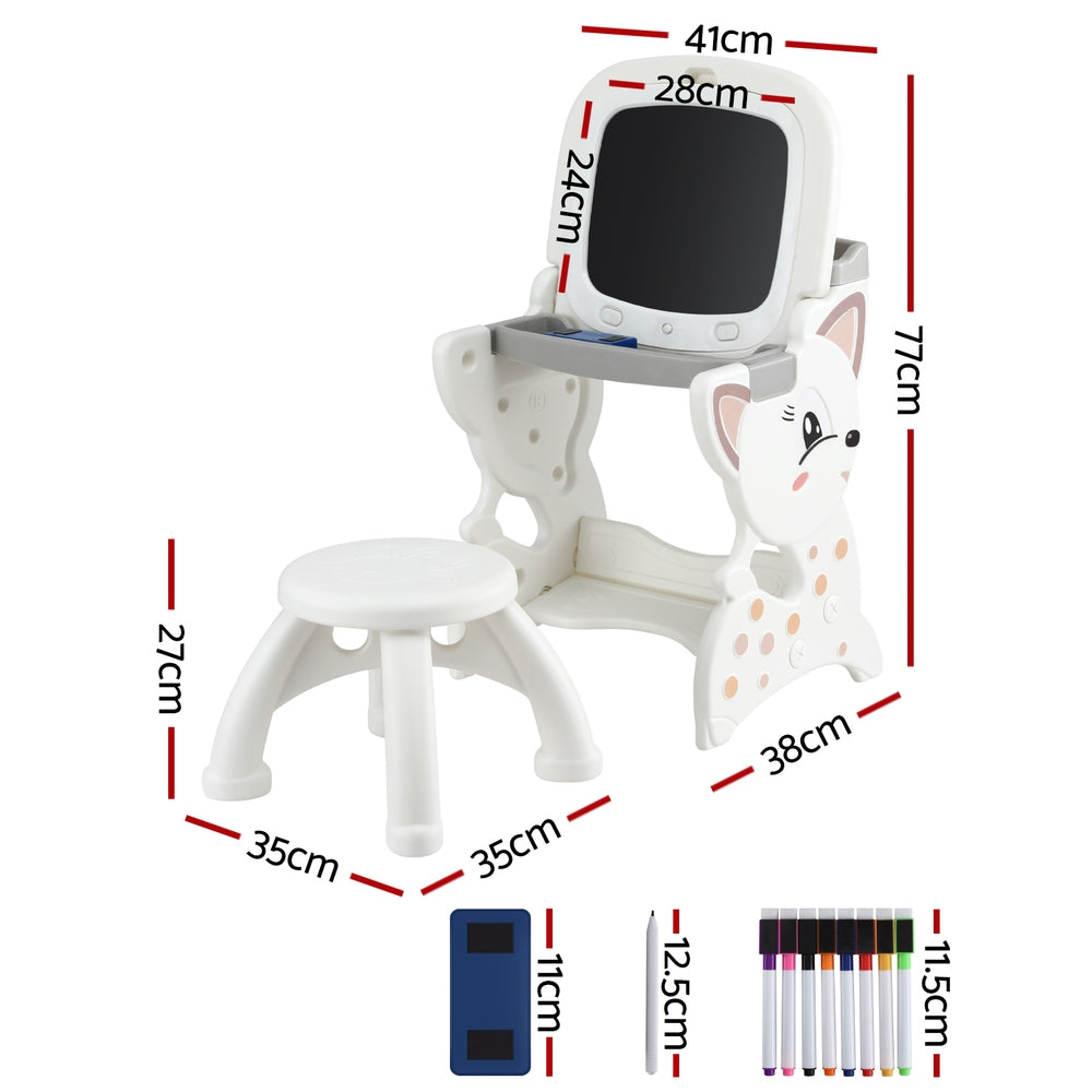 Marston Kids Easel Desk & Stool Set – Beige – LCD Writing Tablet