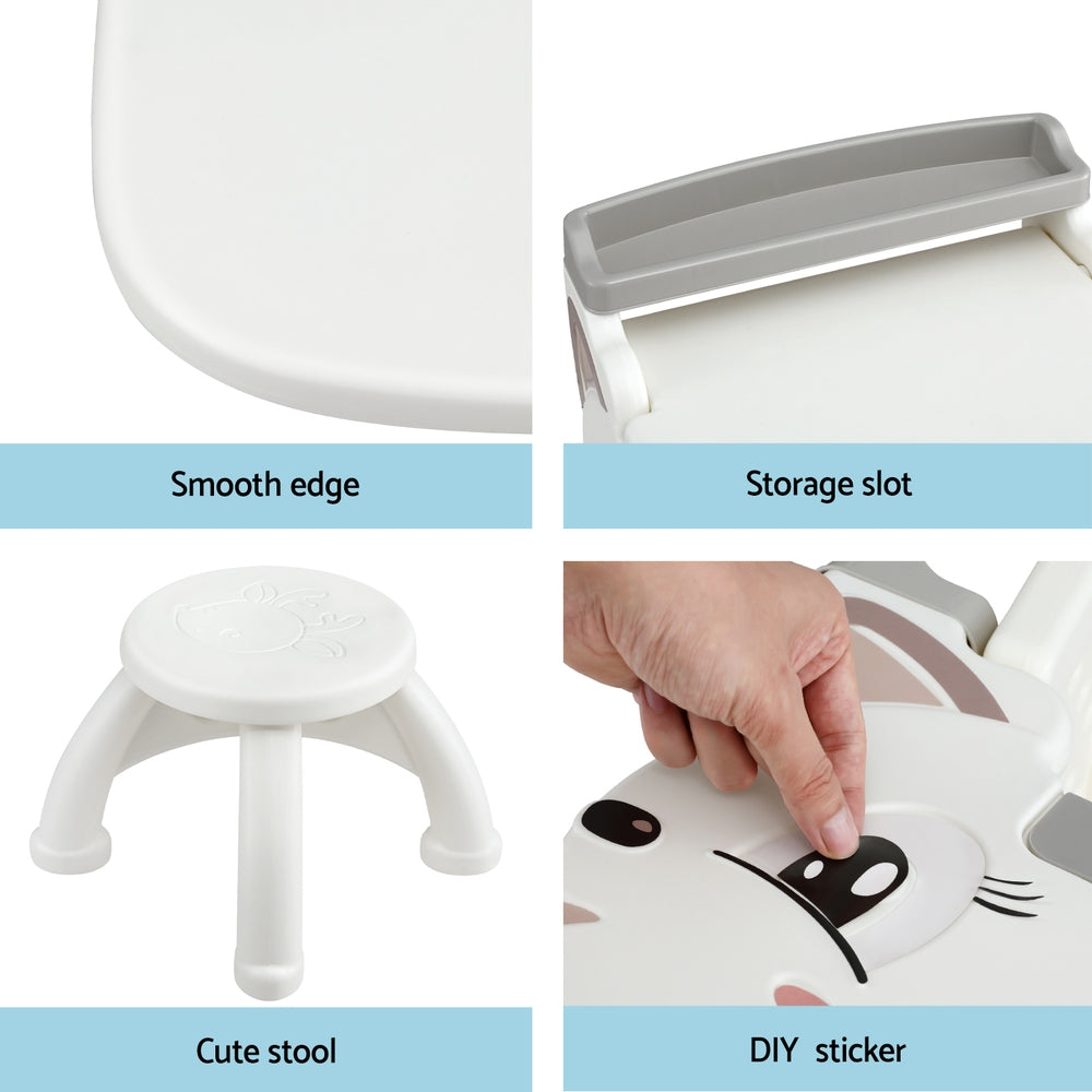 Marston Kids Easel Desk & Stool Set – Beige – LCD Writing Tablet