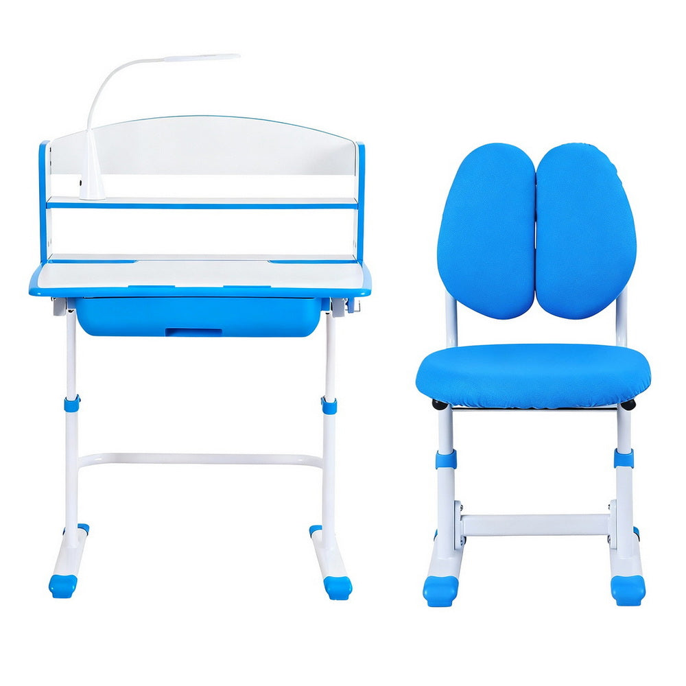 Zara Ergonomic Study Desk and Chair Set – Blue – With LED Lamp