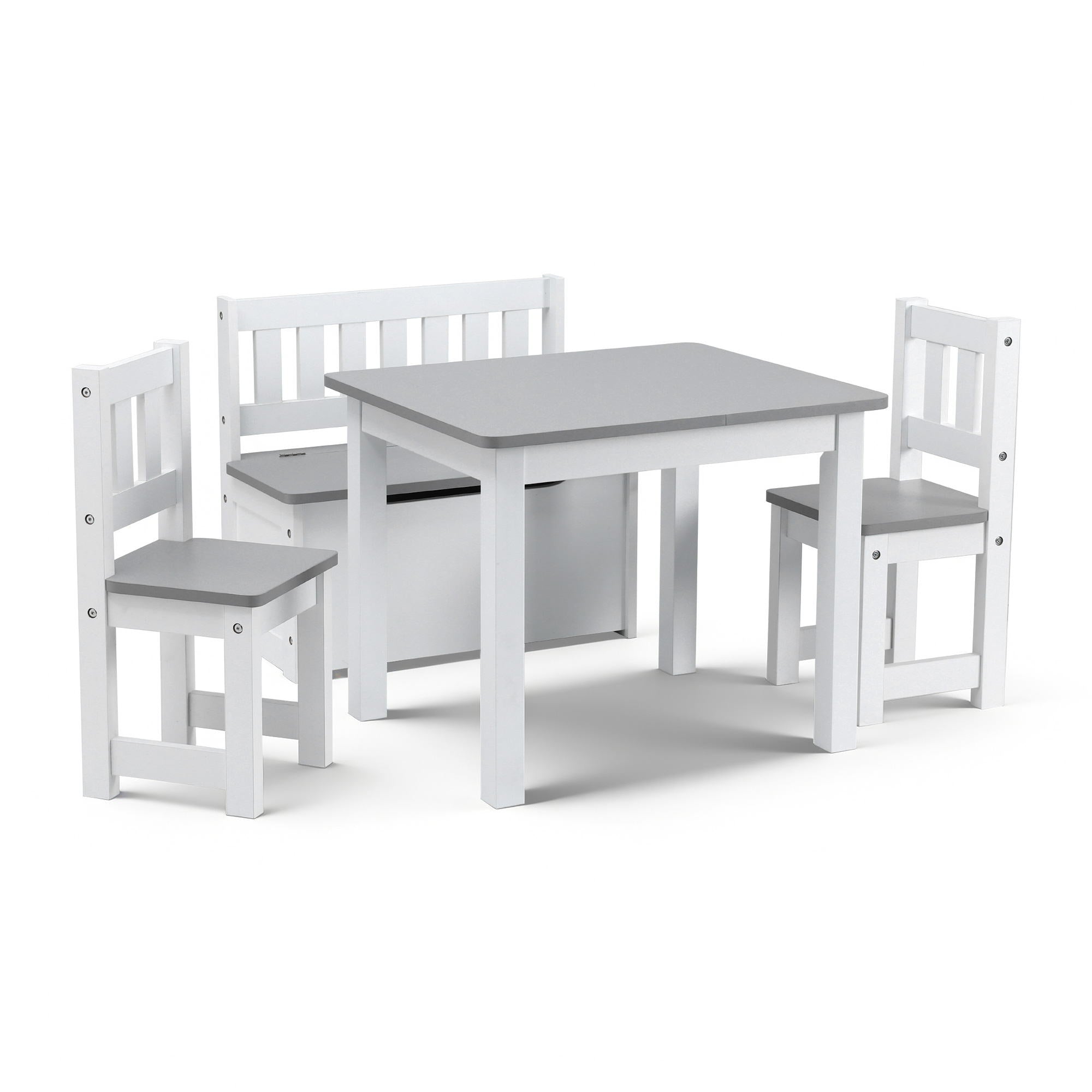 Haven Kids Activity Table Set with Bench – Grey – 4 Piece