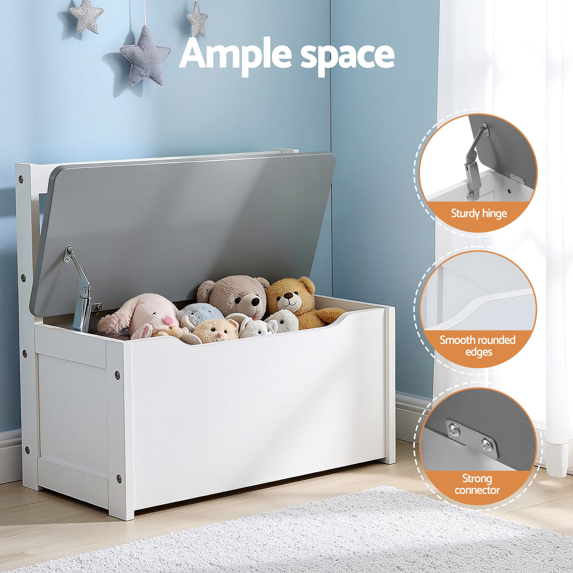 Haven Kids Activity Table Set with Bench – Grey – 4 Piece