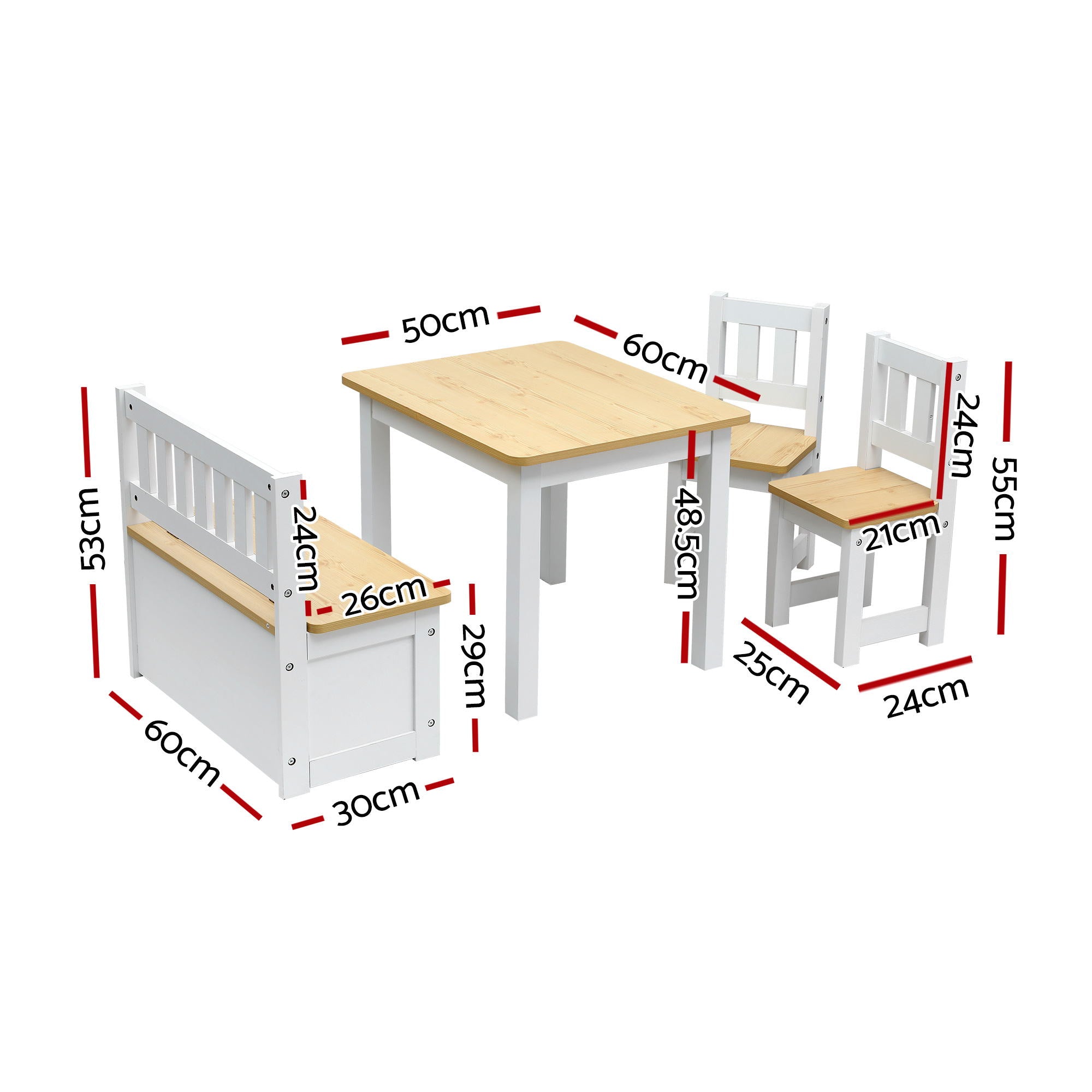 Atlas Kids Activity Table Set with Bench – Natural – 4 Piece