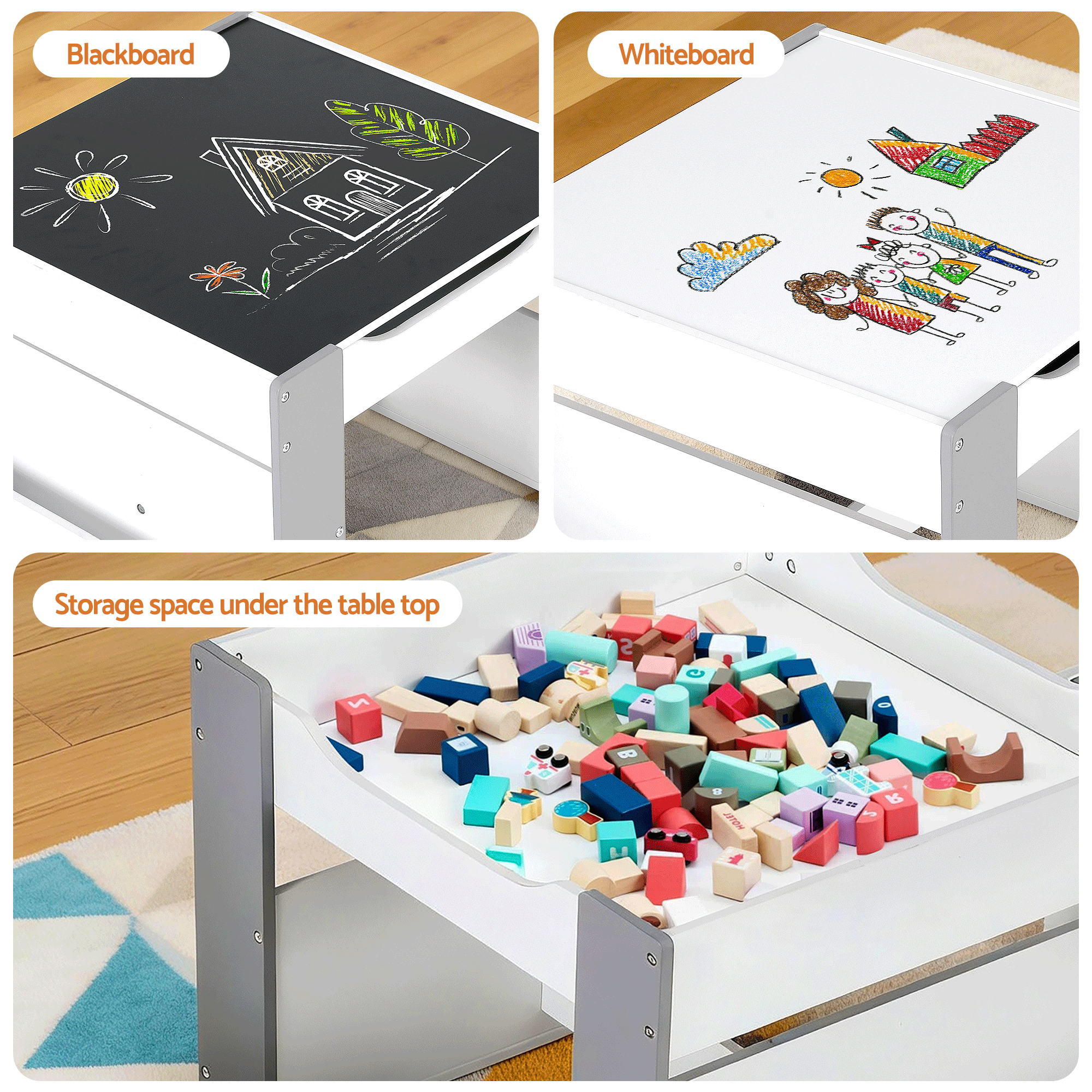 Brixton 4-in-1 Kids Learning Station – Grey – 3 Piece