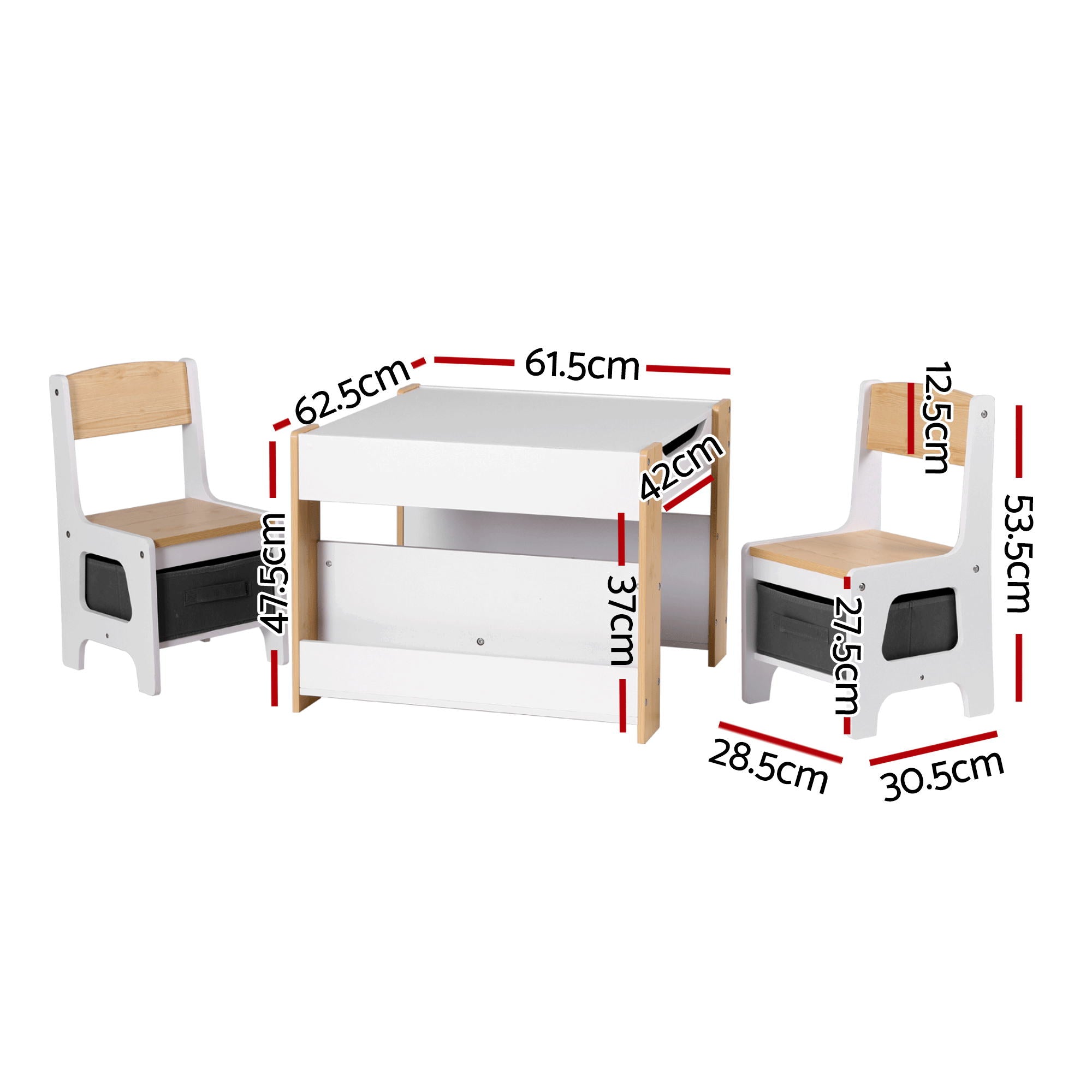 Brixton 4-in-1 Kids Learning Station – Natural – 3 Piece