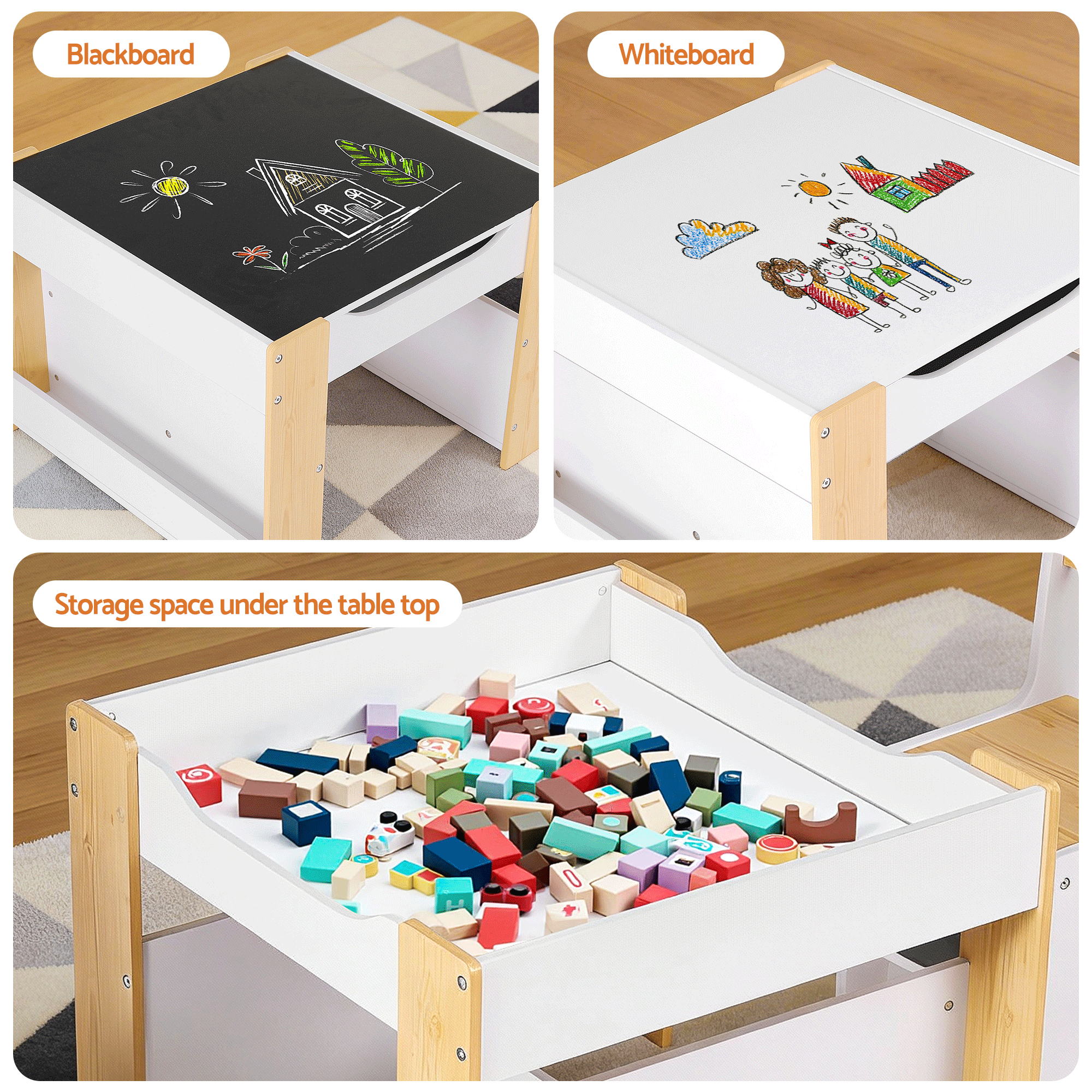Brixton 4-in-1 Kids Learning Station – Natural – 3 Piece