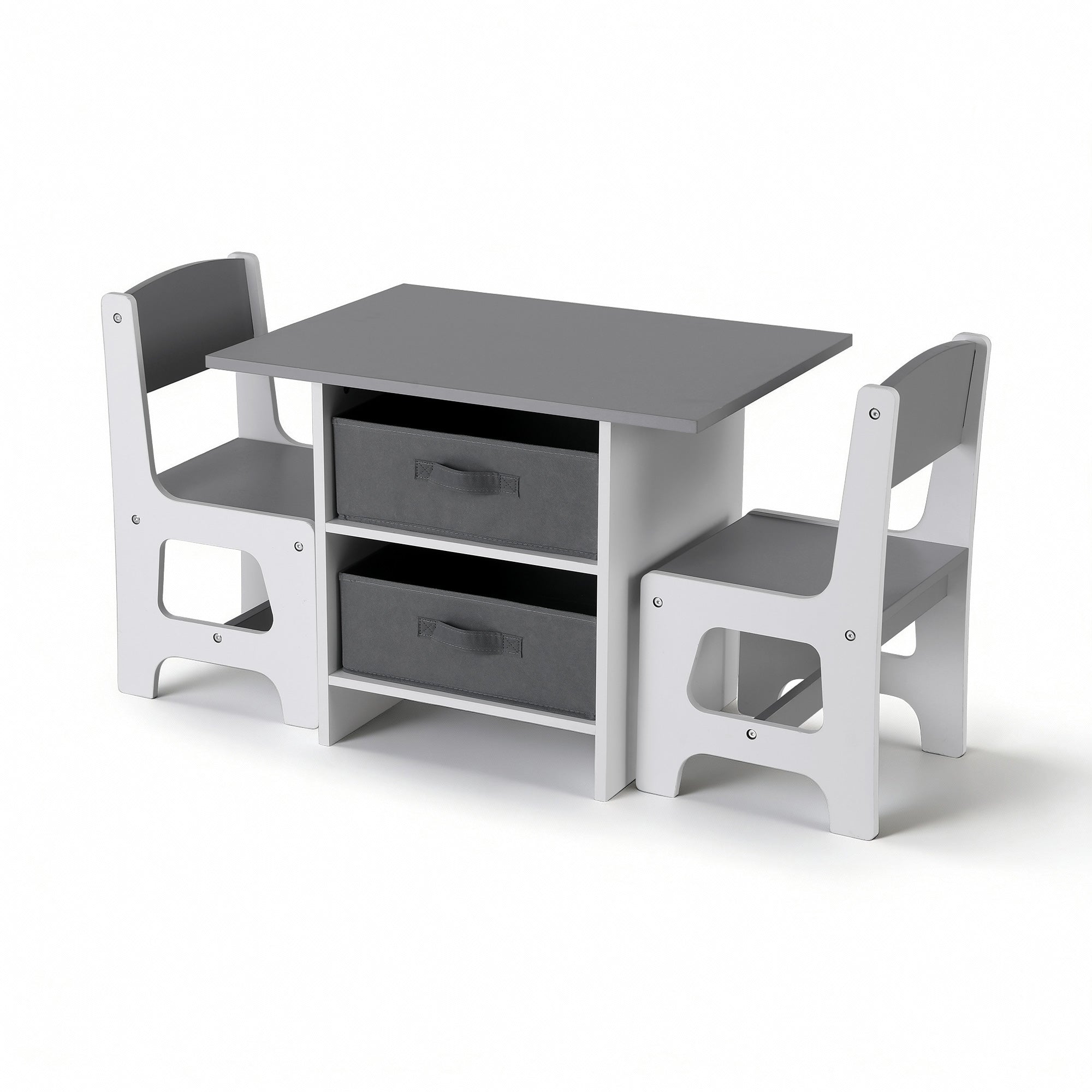 Marlo Kids Activity Table Set with Storage – Grey – 3 Piece