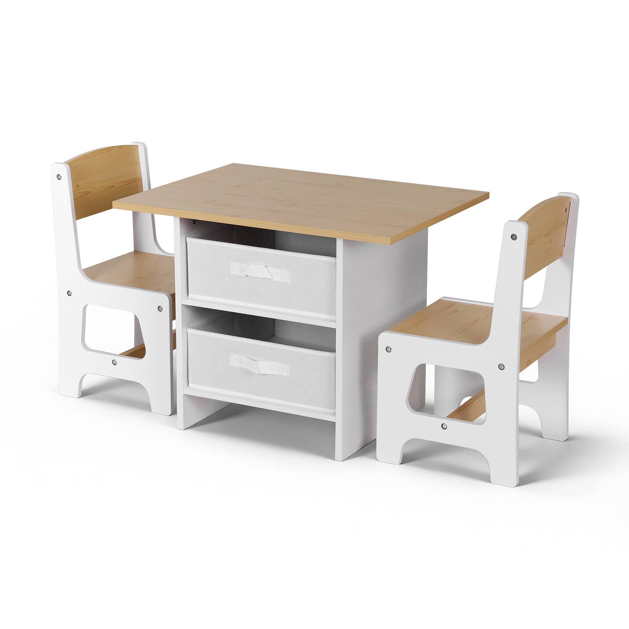 Marlo Kids Activity Table Set with Storage – Natural – 3 Piece