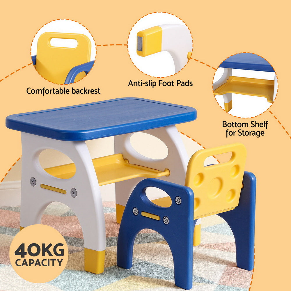 Kalen Kids Activity Table and Chair Set – Blue & Yellow – 2 Piece