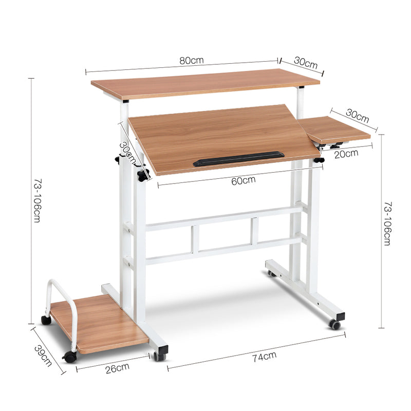 Adjustable Laptop Desk -  80CM - Light Wood