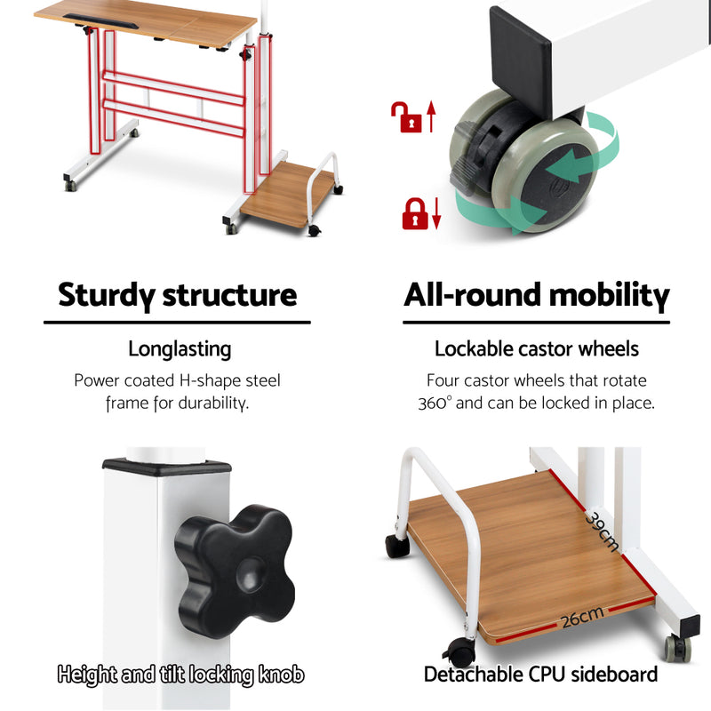 Adjustable Laptop Desk -  80CM - Light Wood