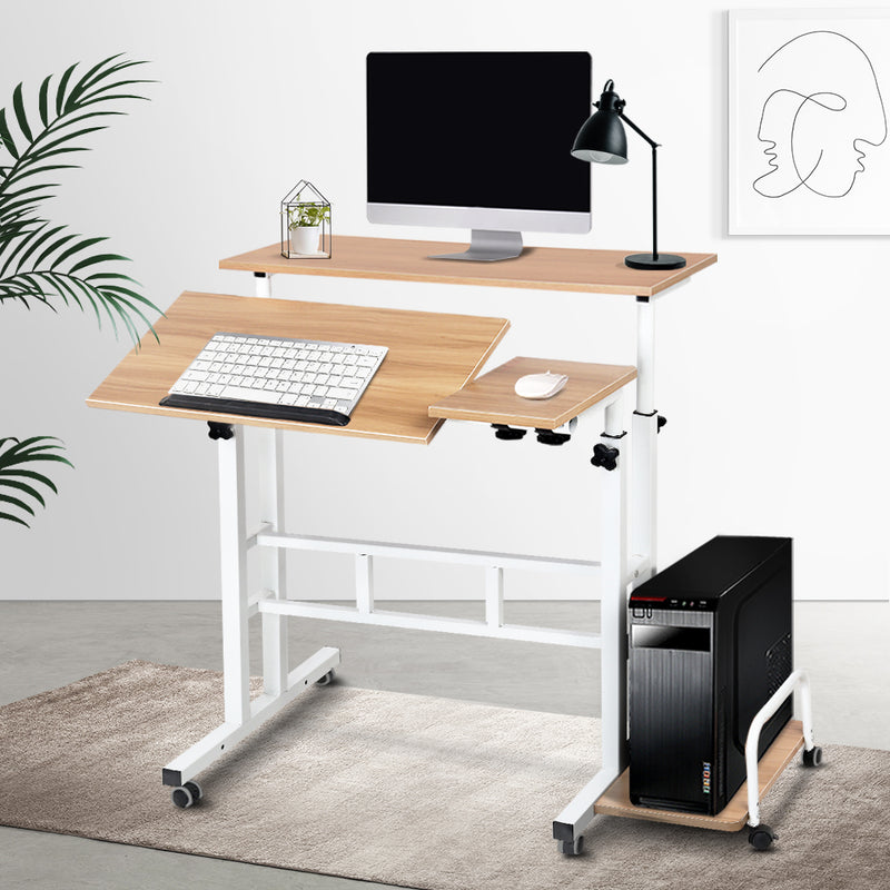 Adjustable Laptop Desk -  80CM - Light Wood